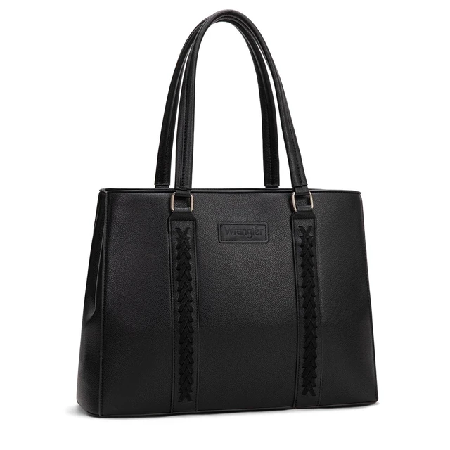 Alt view image 6 of 10 - Montana West Wrangler Whipstitch Tote Bag for Women Fall Purses and Handbags Double Compartment Work Medium Size Black WG387-8119BK