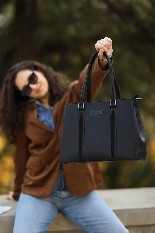 Alt view image 8 of 10 - Montana West Wrangler Whipstitch Tote Bag for Women Fall Purses and Handbags Double Compartment Work Medium Size Black WG387-8119BK