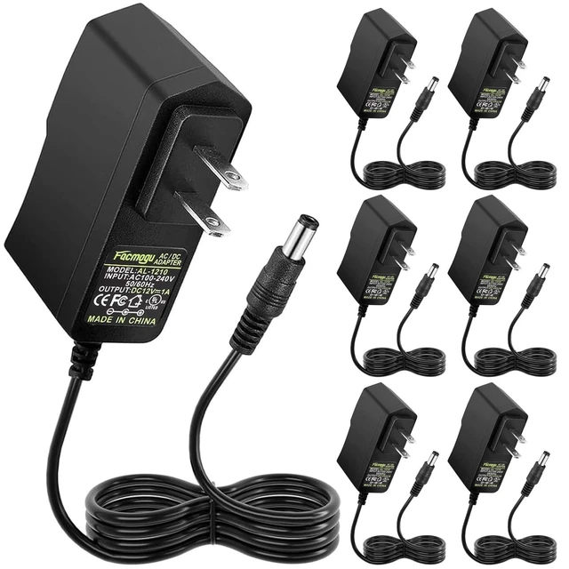 Alt view image 6 of 10 - Facmogu 12V 1A Power Supply Adapters(6 Pack), AC/DC Low Voltage Transformers Converter, AC 100-240V to DC 12V 1A Wall Adapter for LED Strip Light, Router, Power Cord with 5.5x2.5mm and 5.5x2.1mm Tips