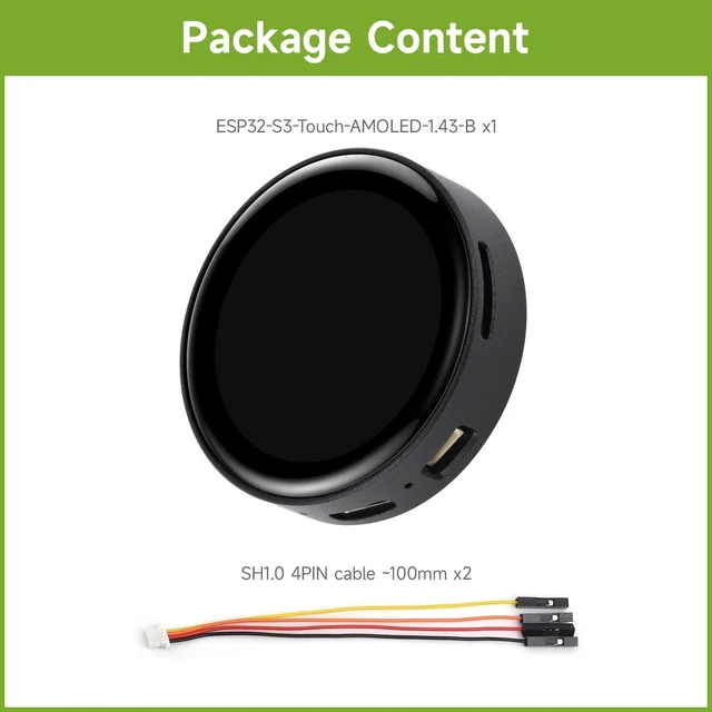 Alt view image 7 of 10 - Waveshare ESP32-S3 1.43inch AMOLED Display Development Board, 466466, QSPI Interface Round Display, Onboard Accelerometer and Gyroscope Sensor, RTC Chip, with Metal Case