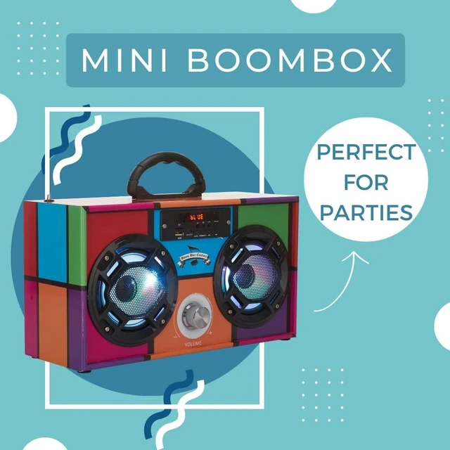 Alt view image 8 of 10 - Wireless Express - Boombox Speaker with LED Lights Retro Bluetooth Speaker w/Enhanced FM Radio - Perfect for Home and Outdoor (Animal Bling)