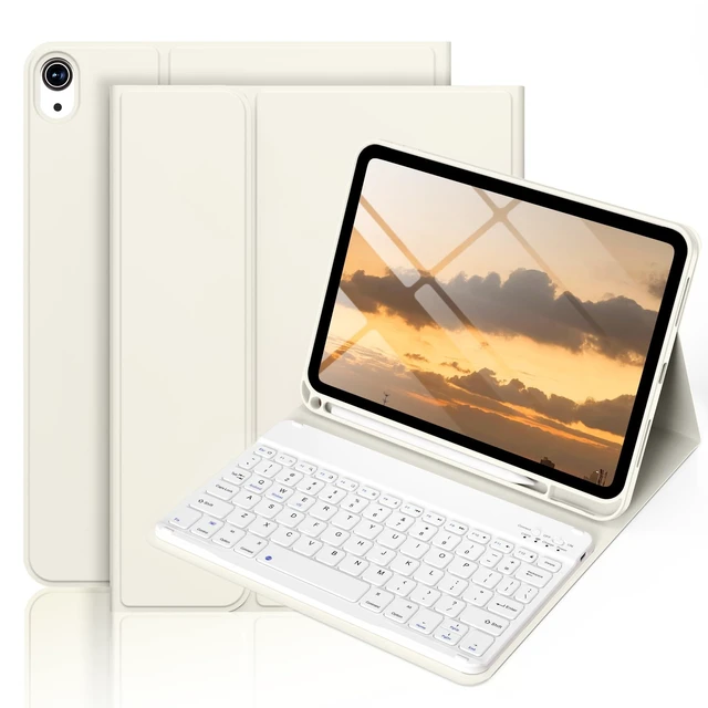 Alt view image 6 of 10 - BQDIYOO Case for iPad 11th/10th Generation with Keyboard, 11 inch A16/10.9" iPad 10 Case (2025/2022) with Pencil Holder, Wireless Keyboard and Slim Lightweight Soft Cover Auto Wake/Sleep, Cream White
