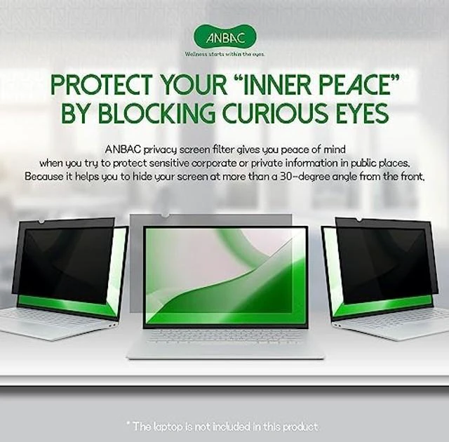 Alt view image 7 of 10 - ANBAC 15.6 Inch Laptop Privacy Screen Shield for 16:9 Wide Display - Anti Glare Computer Privacy Screen Cover ^^ Blue Light Blocking Screen Protector ^^ Scratch Resistant UV Filter ^^ Attachment Type