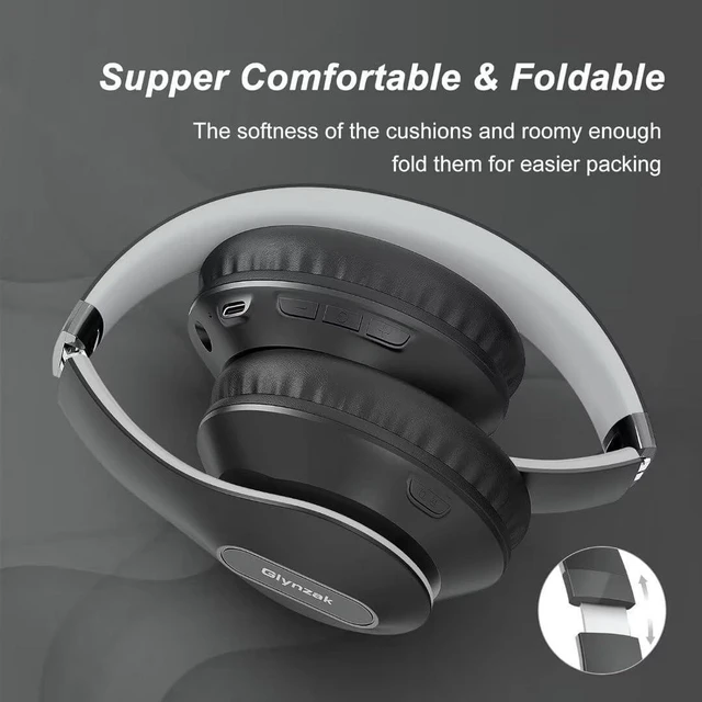Alt view image 8 of 10 - Glynzak Wireless Bluetooth Headphones Over Ear 65H Playtime HiFi Stereo Headset with Microphone and 6EQ Modes Foldable Bluetooth V5.3 Headphones for Travel Smartphone Computer Laptop