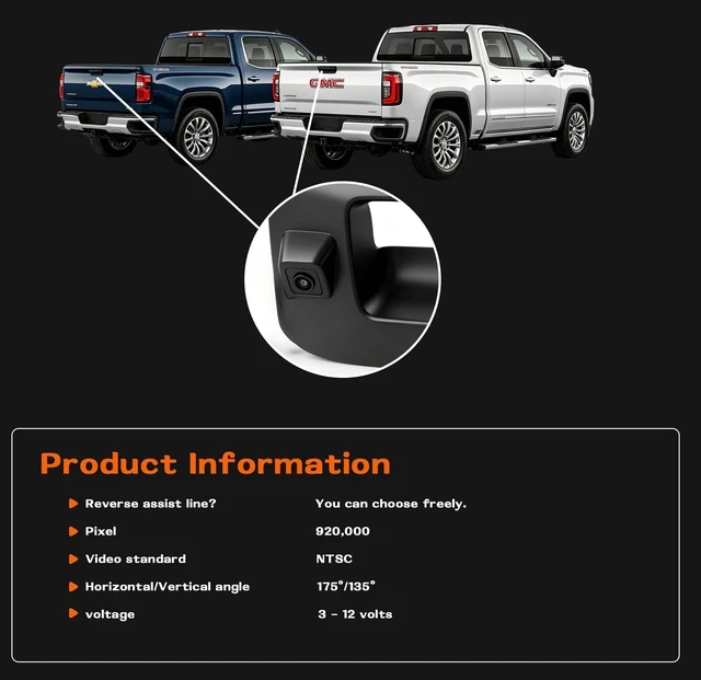 Alt view image 9 of 10 - Anpher Tailgate Handle Rear View Backup Camera Kit with Keyhole Fit for 2007-2014 Chevy Silverado & GMC Sierra 1500 2500 3500 HD, OEM Replacement Part #22755304