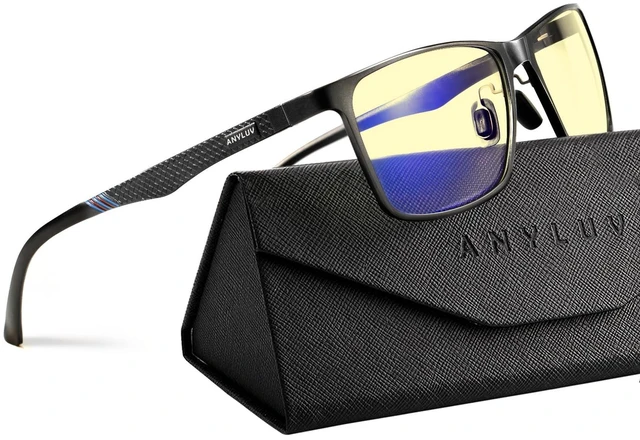 Alt view image 6 of 10 - ANYLUV Blue Light Glasses Men/Women, Al-Mg Computer Blue Light Blocking Glasses, Relieve Eyestrain Eye Protection-Black