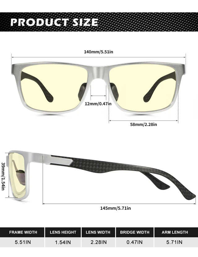 Alt view image 10 of 10 - ANYLUV Blue Light Blocking Glasses Men Computer Gaming Glasses Lightweight Al-Mg Metal Anti Eyestrain Eye Protection