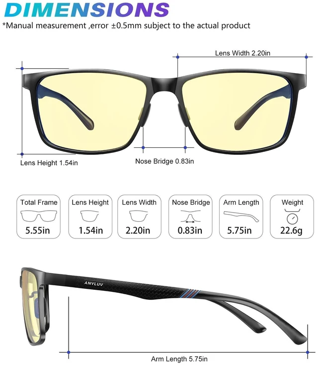 Alt view image 9 of 10 - ANYLUV Blue Light Glasses Men/Women, Al-Mg Computer Blue Light Blocking Glasses, Relieve Eyestrain Eye Protection-Black