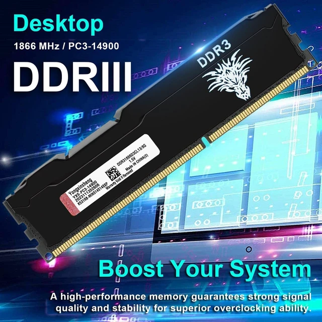 Alt view image 8 of 10 - Yongxinsheng DDR3 8GB Desktop RAM 1866MHz PC3-14900 UDIMM Non-ECC Unbuffered 1.5V 2Rx8 Dual Rank 240 Pin CL13 PC Computer Memory Upgrade Module (Black)