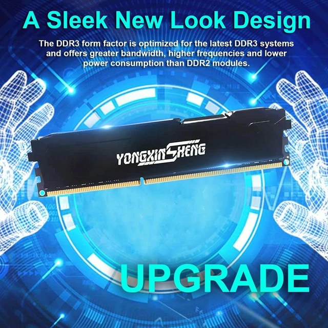 Alt view image 7 of 10 - Yongxinsheng DDR3 8GB Desktop RAM 1866MHz PC3-14900 UDIMM Non-ECC Unbuffered 1.5V 2Rx8 Dual Rank 240 Pin CL13 PC Computer Memory Upgrade Module (Black)