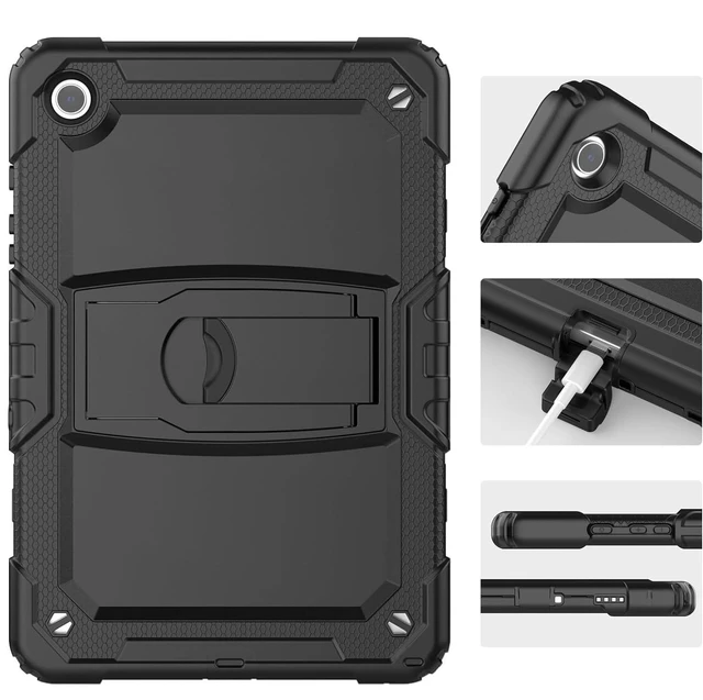 Alt view image 10 of 10 - SaharaCase Defense Series Case for Galaxy Tab A11+ and Galaxy Tab A9+ - Integrated Kickstand, Built-in Screen Protector, Shoulder Strap - Black