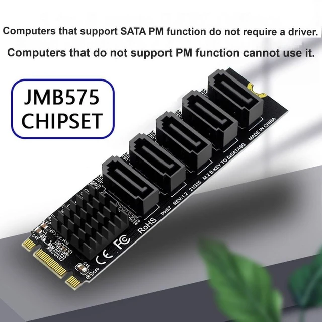 Alt view image 7 of 10 - ChenYang M.2 B+M-Key NGFF to 5 SATA 3.0 Port Multiplier Extension Card Adapter for Motherboard SATA Hard Drive Port Extension JMB575 Chipset