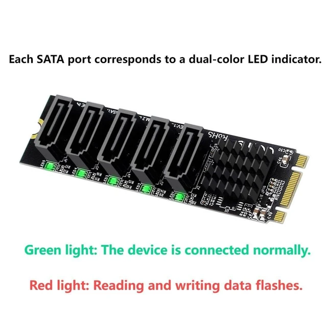 Alt view image 10 of 10 - ChenYang M.2 B+M-Key NGFF to 5 SATA 3.0 Port Multiplier Extension Card Adapter for Motherboard SATA Hard Drive Port Extension JMB575 Chipset