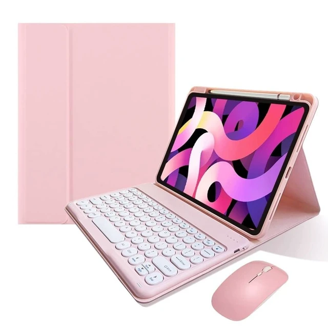 Alt view image 6 of 10 - KMXDD Keyboard Case Compatible with iPad 11-inch A16 2025, iPad 10th Generation 10.9 Inch 2022 Case with Bluetooth Mouse Round Key Cute Removable Color Keyboard Cover,Pink