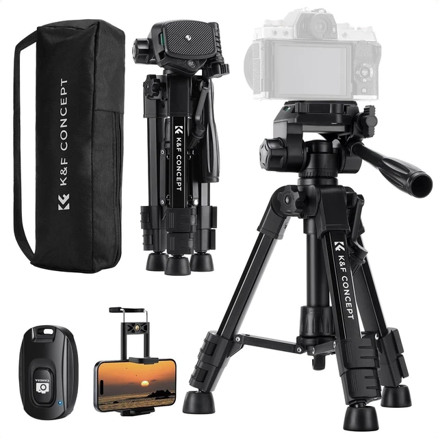 Alt view image 6 of 10 - K&F CONCEPT Mini Desk Tripod for Camera, 25" Aluminum Tabletop Cellphone Video Tripods with Remote Control, Portable Small Tripod for DSLR Cameras Camcorder Phone Projector Spotting Scope S233A0