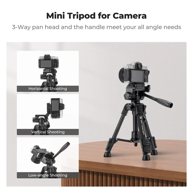Alt view image 8 of 10 - K&F CONCEPT Mini Desk Tripod for Camera, 25" Aluminum Tabletop Cellphone Video Tripods with Remote Control, Portable Small Tripod for DSLR Cameras Camcorder Phone Projector Spotting Scope S233A0