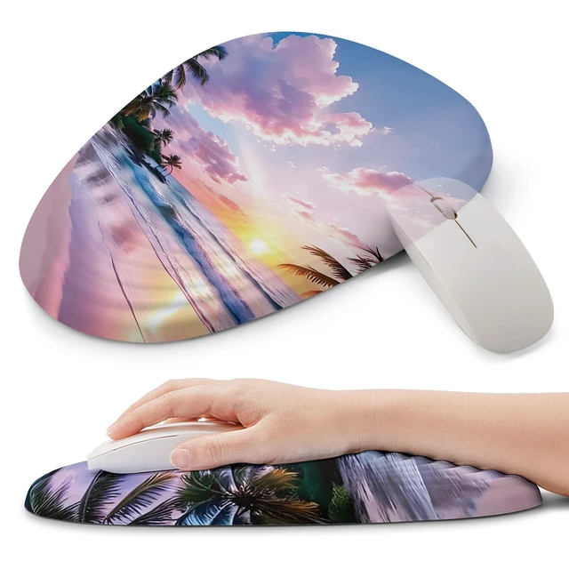 Alt view image 6 of 10 - ORIENWEEDA Ergonomic Mouse Pad with Wrist Support, Memory Foam Wrist Rest for Pain Relief & Carpal Tunnel, Non-Slip Base for Office, Computer, PC, Laptop (12x8x1.2inch, Sunset Beach)