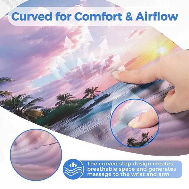 Alt view image 10 of 10 - ORIENWEEDA Ergonomic Mouse Pad with Wrist Support, Memory Foam Wrist Rest for Pain Relief & Carpal Tunnel, Non-Slip Base for Office, Computer, PC, Laptop (12x8x1.2inch, Sunset Beach)