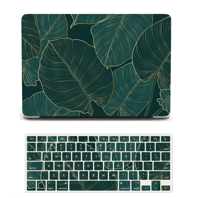 Alt view image 6 of 10 - Hard Case Compatible with MacBook Pro 14 inch Case 2021 Model A2442 M1 Pro / M1 Max with Retina Display & Touch ID, Plastic Shell Cover & Keyboard Cover Skin - Green Leaves