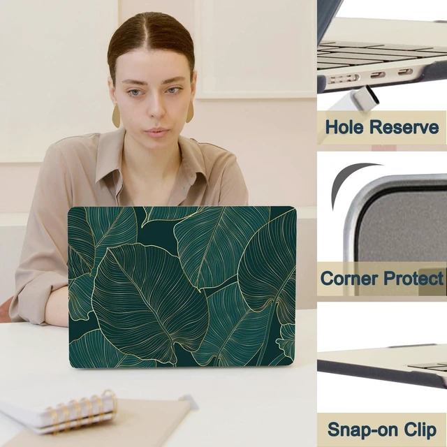 Alt view image 8 of 10 - Hard Case Compatible with MacBook Pro 14 inch Case 2021 Model A2442 M1 Pro / M1 Max with Retina Display & Touch ID, Plastic Shell Cover & Keyboard Cover Skin - Green Leaves
