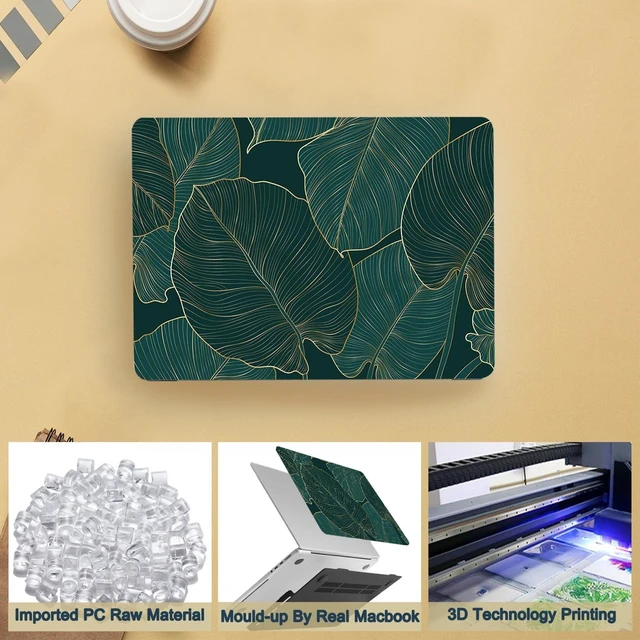 Alt view image 9 of 10 - Hard Case Compatible with MacBook Pro 14 inch Case 2021 Model A2442 M1 Pro / M1 Max with Retina Display & Touch ID, Plastic Shell Cover & Keyboard Cover Skin - Green Leaves