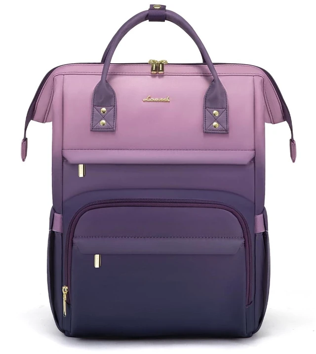Alt view image 6 of 10 - LOVEVOOK Gradient Laptop Backpack for Women,15.6 Inch Work Computer Bakcpack Purse Laptop Bag With Anti-Theft Pocket,Waterproof Carry on Teacher College Backpack for Travel,Purple-Pink
