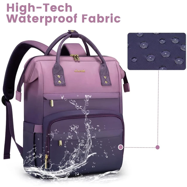 Alt view image 10 of 10 - LOVEVOOK Gradient Laptop Backpack for Women,15.6 Inch Work Computer Bakcpack Purse Laptop Bag With Anti-Theft Pocket,Waterproof Carry on Teacher College Backpack for Travel,Purple-Pink