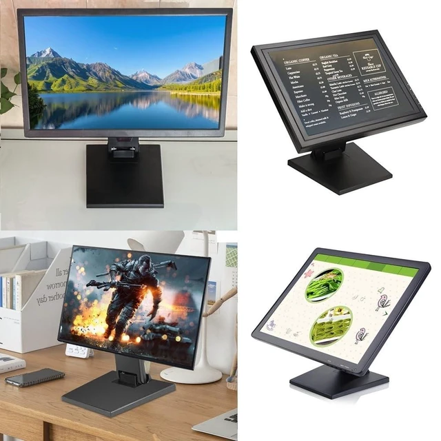 Alt view image 8 of 10 - Adjustable Monitor Stand Foldable Monitor Mount for 10-27 Inch LCD TV Screens with Installing Holes 75x75mm & 100x100mm