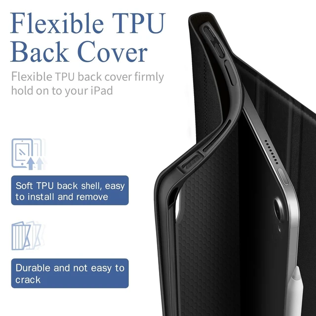 Alt view image 8 of 10 - Antbox Case for iPad mini 7 A17 Pro, iPad mini 7th/6th Generation Case (2024/2021) with Pencil Holder Vegan Leather Smart Cover with Auto Sleep/Wake Stand Function (Black)