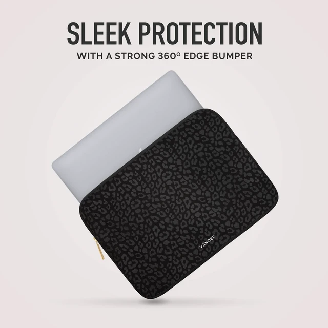 Alt view image 7 of 10 - Vandel MacBook Air 13 inch Laptop Sleeve, Fits 13-13.3 inch Laptops: Neoprene MacBook Air & Pro Case, Chromebook, HP Soft Cover ^^ Thin Computer Carrying Bag, Black Leopard Mac (M1 & M2) Pouch
