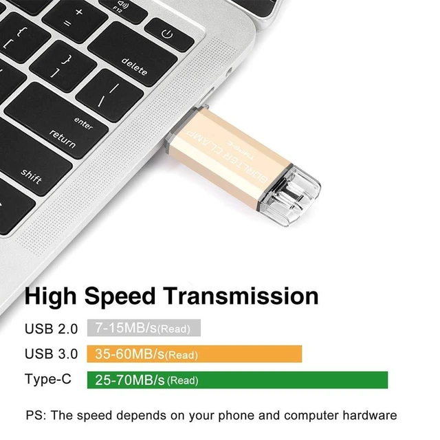Alt view image 10 of 10 - 512GB USB 3.0 Type C Flash Drive Dual Port, BorlterClamp USB C Memory Stick OTG Thumb Drives for Android Smartphones Samsung Galaxy S10/S9/S8/Note 9, LG, Google Pixel, PC (Gold)
