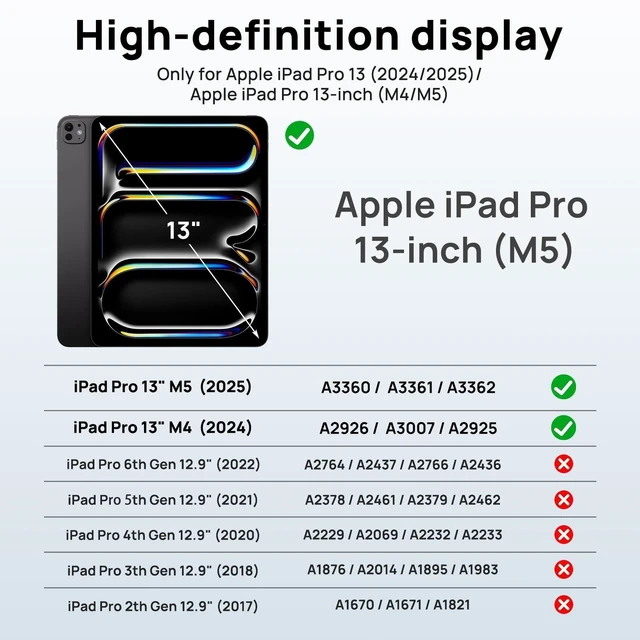 Alt view image 7 of 10 - Gerutek Case for iPad Pro 13 inch Case M5 2025 / M4 2024, Full Body Drop Protective with Screen Protector, Rotating Stand, Hand/Shoulder Strap, Pencil Holder, Cover for iPad Pro 13" 8th/7th Gen, Black