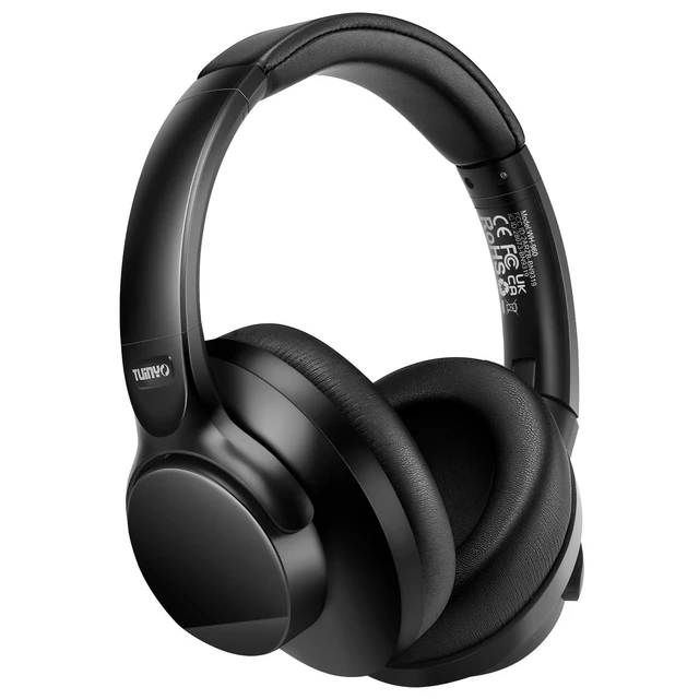 Alt view image 6 of 10 - TUINYO Wireless Headphones Noise Cancelling Over Ear Bluetooth Headphones with 60H Playtime, Deep Bass Hi-Fi Stereo Sound & Comfortable Earpads for Travel, Home and Office-Black