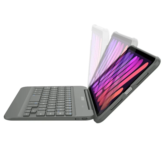 Alt view image 9 of 10 - iPad Mini 6 (8.3-inch) Keyboard Case, Arteck Bluetooth Keyboard with Folio Full Protection Shockproof Case for Apple 8.3-inch iPad Mini 6 (2021) with 130 Degree Swivel Rotating