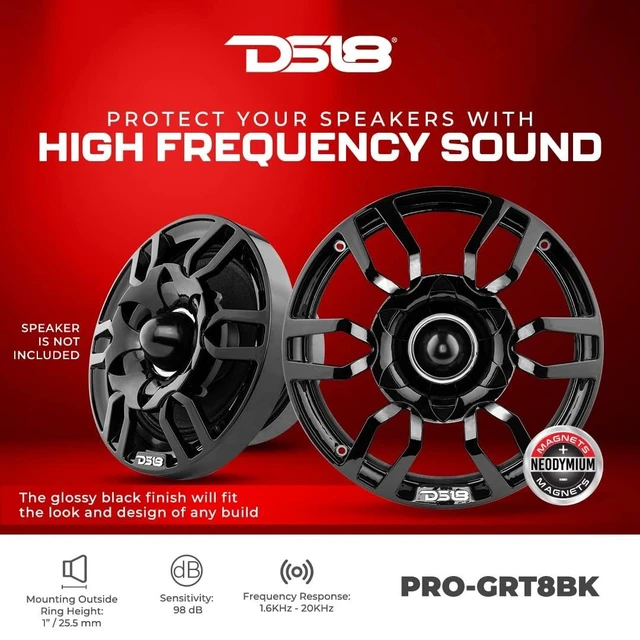 Alt view image 9 of 10 - DS18 PRO-GRT8BK PRO 8" Speaker Grill Cover with Built-in 1.75" Voice Coil Neodymium Bullet Tweeter 500 Watts Glossy Black Finish - Single