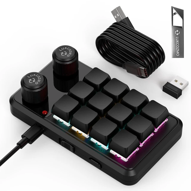 Alt view image 6 of 10 - 12-Key Macro Pad Programmable Mini Mechanical RGB OSU Knob Wireless Type-C