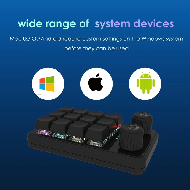Alt view image 10 of 10 - 12-Key Macro Pad Programmable Mini Mechanical RGB OSU Knob Wireless Type-C