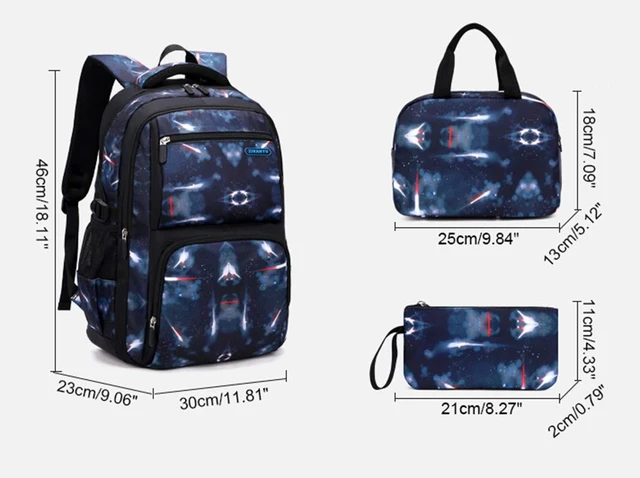 Alt view image 7 of 10 - JiaYou Space Pattern Galaxy Backpack Boys Primary Junior Middle School Daypack Men High Middle School Laptop Bag(Space-Dark Blue,3Pcs Backpack Set)