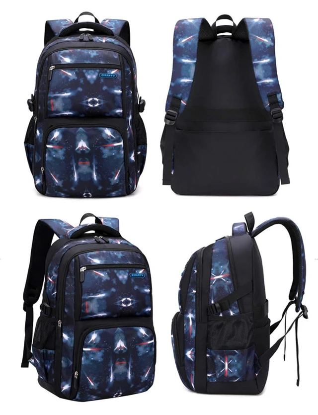 Alt view image 8 of 10 - JiaYou Space Pattern Galaxy Backpack Boys Primary Junior Middle School Daypack Men High Middle School Laptop Bag(Space-Dark Blue,3Pcs Backpack Set)