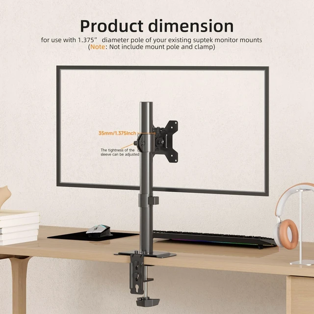Alt view image 8 of 10 - Suptek Single Head and Plate Vesa Pole Monitor Mount Bracket for Suptek Monitor Mount,2 Pack(MD6TB-2)