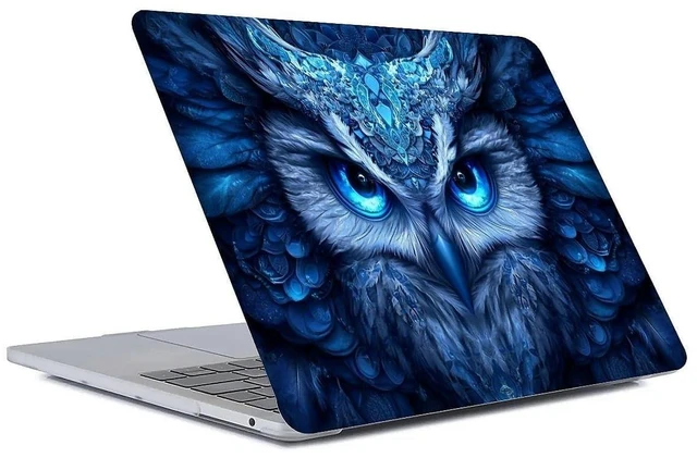 Alt view image 7 of 8 - Yicomon Compatible with MacBook Pro 13 inch Case A2338 M1 A2251 A2289 A2159 A1989 A1708 A1706, Plastic Hard Shell Case for Mac Pro 13 (2017-2021) - Leopard Blue Butterfly- Blue Eyes Owl