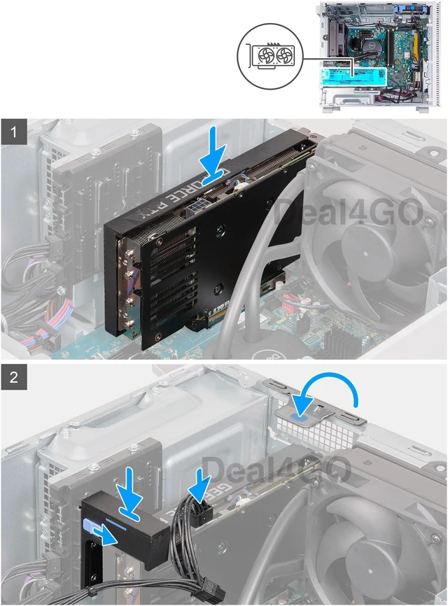 Alt view image 7 of 10 - Deal4GO GPU Graphics Card Plate Bracket 1B43TQK00 w/End Holder W2MKY Replacement for Dell Alienware Aurora R16 R15 R14 R13 XPS 8950 8960 Precision 3680 3660