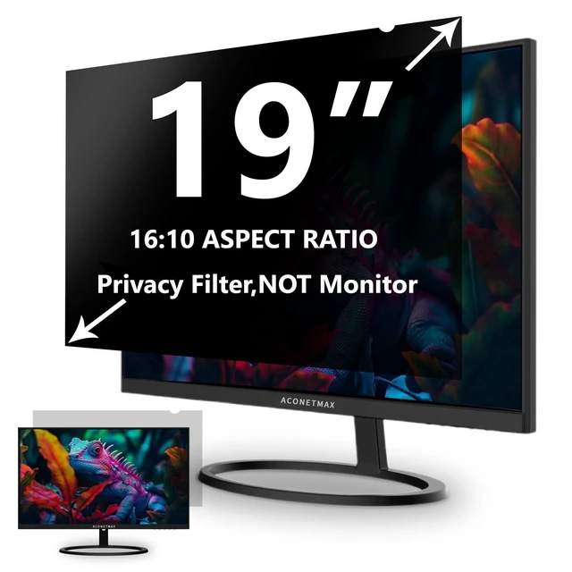 Alt view image 6 of 10 - ACONETMAX 19 Inches Privacy Screen Filter for Computer 16:10 Widescreen Monitor ^^ Privacy Shield ^^ Anti Glare & Blue Light Filter ^^ Eye Protection ^^ Anti-Scratch Protector Film