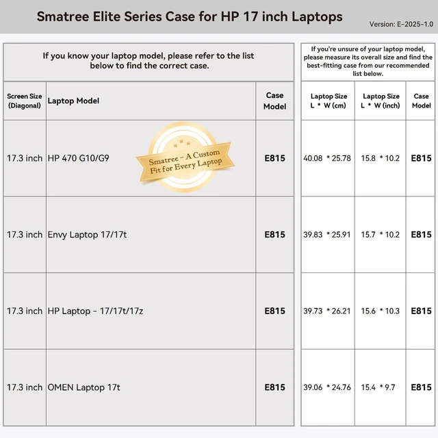 Alt view image 7 of 10 - Smatree 17.3 inch Laptop Sleeve for HP OmniBook 7 NGAI 17, for Laptop-17/17t/17z, for HP 470 G10/G9, for Envy Laptop 17t/17, for OMEN Laptop-17t/17, Case with Accessory Pocket, YKK Zipper (E815)
