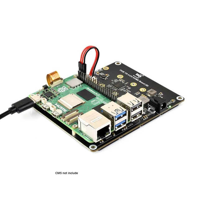 Alt view image 7 of 10 - PCIe to 4-Ch NVMe M.2 Adapter Board for Raspberry Pi 5 ^^ 4-Ch SSD Expansion ^^ Boot Support ^^ 7V-24V Power Input ^^ LED Indicators