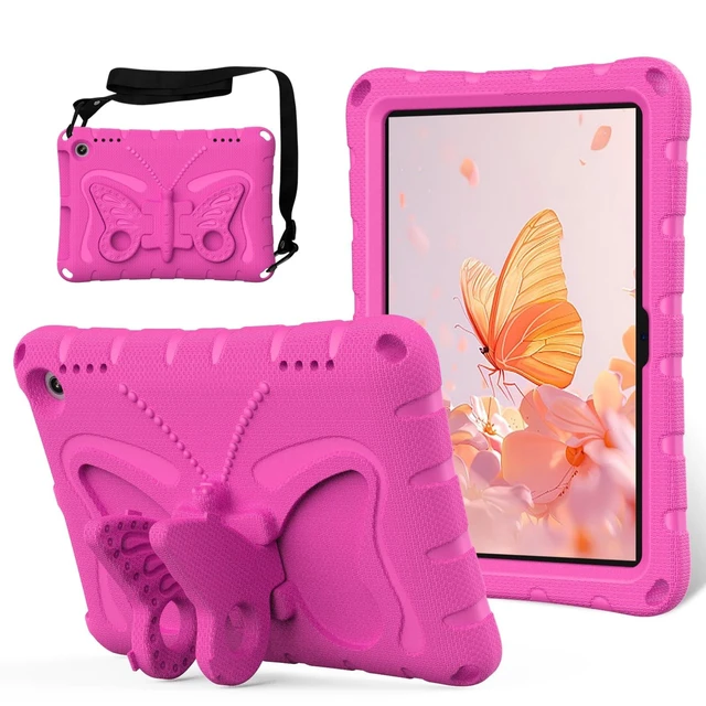 Alt view image 6 of 10 - YGTRLKP For Kindle Fire HD8 (2020/2022) kids girl Tablet Case Butterfly Wings Kickstand EVA Material Light Weight Shockproof Rugged Heavy Duty Kids Case for Kindle Fire HD8 Plus (2020/2022) (Rose red)