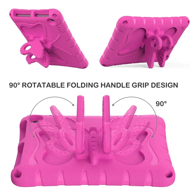 Alt view image 9 of 10 - YGTRLKP For Kindle Fire HD8 (2020/2022) kids girl Tablet Case Butterfly Wings Kickstand EVA Material Light Weight Shockproof Rugged Heavy Duty Kids Case for Kindle Fire HD8 Plus (2020/2022) (Rose red)
