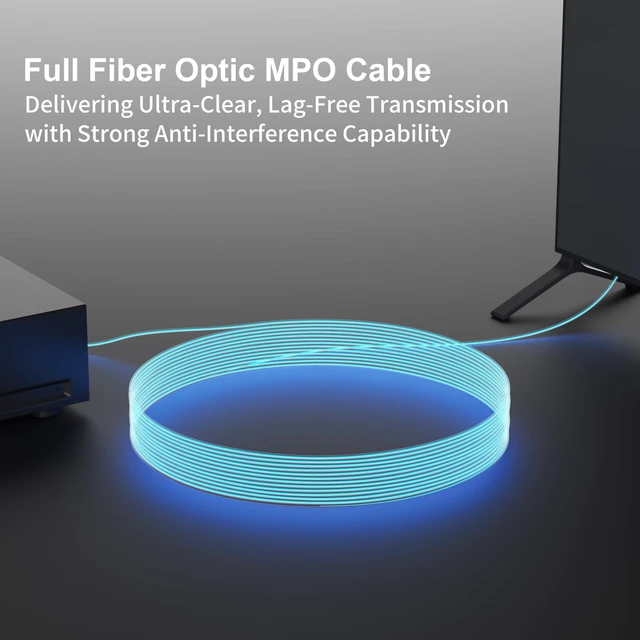 Alt view image 9 of 10 - RUIPRO MPO Female to Female Full Fiber Optic Armored Cable 100FT, OM3 Multimode, 7-Core Type-A, Designed Detachable HDMI/DP/Ethernet Interface Modules