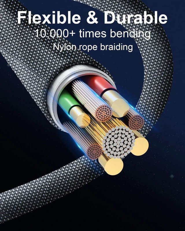 Alt view image 10 of 10 - ZBF 100W USB C Magnetic Charging Cable, 2 in 1 Charger Cable for Type C(3 Pack, 4/6.6/6.6FT) 480Mbps Data Transfer, 5A Fast Charging for Phone 17 16 15,14,13 Pro Max, MacBook Pro,Pad,Galaxy S22,Pixel