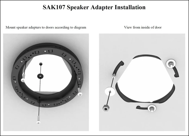 Alt view image 6 of 6 - 6 1/2" 6.5" Front or Rear Door Speaker Adapter Brackets Compatible with Mitsubishi Eclipse Lancer Mirage & Outlander - SAK107_55-1 Pair